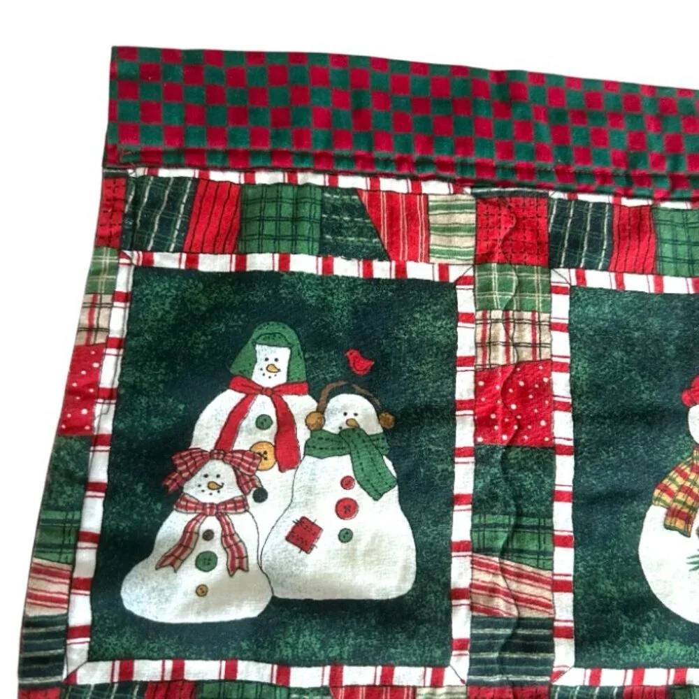 Vintage Handmade Christmas Snowman Appliqué Hanging Quilted Blanket Xmas Holiday